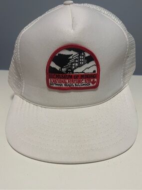 Vintage White Trucker Cap with Red Patch